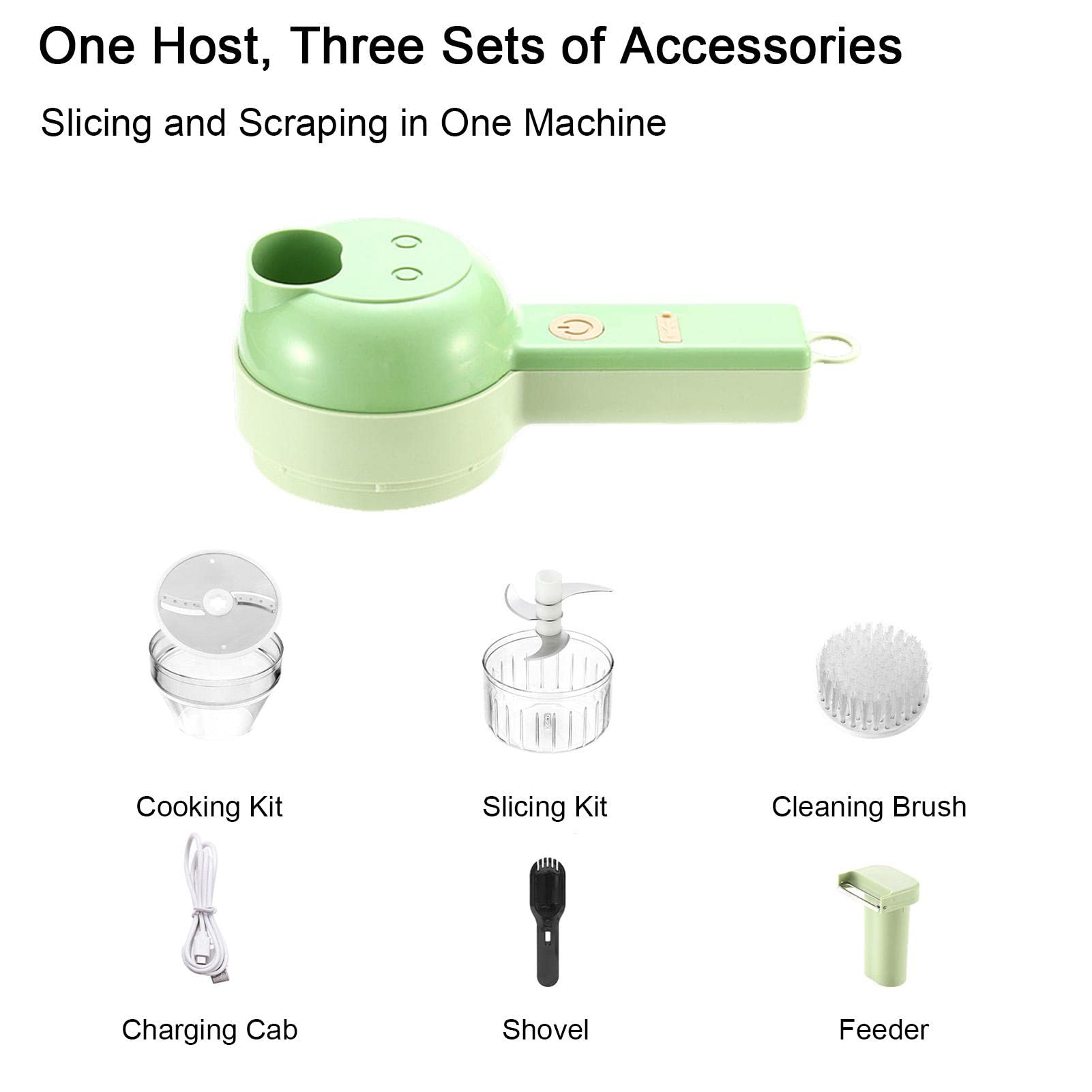 طقم قطّاعة خضروات كهربائية محمولة 4 في 1 مع شحن